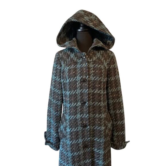 COLE HAAN Turquoise Wool Coat Size 8 - Picture 2 of 11